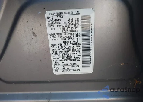 2009 Nissan Rogue Sl from USA, damaged, VIN JN8AS58V89W446553